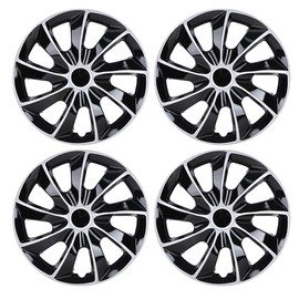 CPW 17’’ Wheel Rim Cover Hubcaps Universal Snap On Car Truck SUV Car Accessories ABS & PC Material Replacement Hub Caps Set of 4 (17 Inch-Silver Lacquer & Black Lacquer)