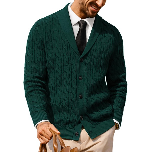PJ PAUL JONES Men's Sweater Cable Knitted Cardigan Sweaters Button