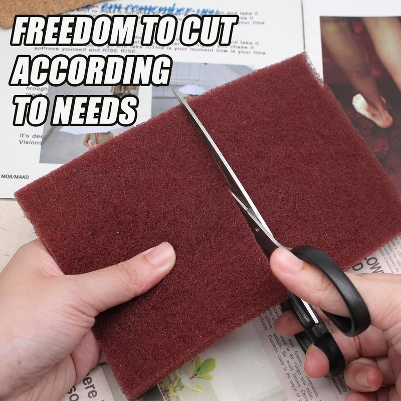 Nukogcd Industrial Scouring Pads, Red Abrasive Finishing Pads, 2-Pack