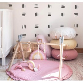 The Boho Design Lines Hand Drawn Decals Peel and Stick for Kids, Baby Bedroom Nursery and Living Room. 48 sets of three stripes each (144 pcs.) Adhesive Vinyl Wall Stickers Decor (Black)