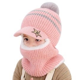 YONKINY Winter Hat Children's Boys Girls Warm Cute Knitted Hat Scarf Hat Slip-On Hat with Fleece Lining -