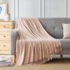 BOURINA Chenille Throw Blanket with Decorative Fringe for Couch Sofa
