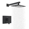 KENES Matte Black Shower Faucet with Square Shower Trim Kit