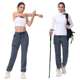 Womens Cargo Hiking Pants Workout Travel Golf Athletic Joggers Pant with Pockets Lightweight Quick Dry Water Resistant Camping Bottoms Casual Lounge Trousers Trendy Clothes Outfits 29" Deep Grey M