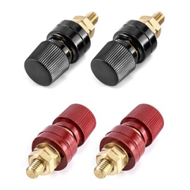 QWORK® 4 Pcs Binding Post Binding Post M8 Thread Brass Column Clamp Red & Black