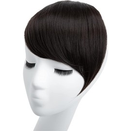 Clip in Hair Bangs Fringe Hair Extensions Swept Full Sweeping Side Synthetic Hairpiece Hair Piece For Women High Temperature Fiber (4#Black Brown)