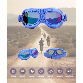 CRG Sports Motorcycle Goggle Aviator Pilot Style Cruiser Scooter Motocross Goggles for Man, Woman, Adult