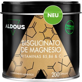 Magnesium Bisglycinat | 200 Kapseln | Vitamin C, B6, B5 | Magnesium mit hoher Bioverfügbarkeit | Vitamine gegen Müdigkeit und Erschöpfung | Knochen und Gelenke, Muskeln