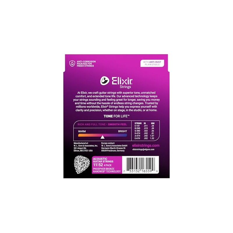 Elixir Cuerdas Strings de bronce fosforado para guitarra acústica con