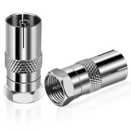 poeland 2Pcs TV Aerial Adapter, F Type to Coax Connector, F Male to 9.5TV Female, F Type Connector Socket to RF Coax Aerial Adapter for Antenna Cables, Coaxial Cables