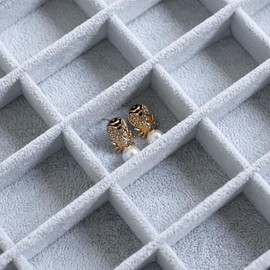 Wudygirl 36 Grid Velvet Jewelry Tray Jewelry Organizer Earring Storage Ring Holder Display Drawer Inserts with Adjustable Divider (Gray)