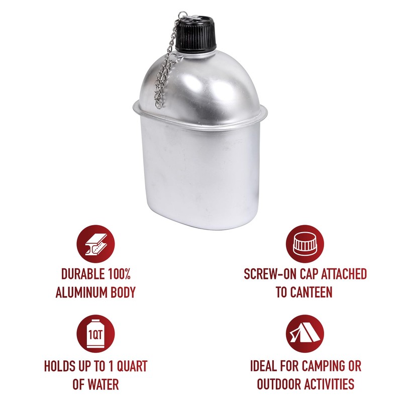 Rothco Aluminum Canteen – Outdoor Camping Survival Essential – 1