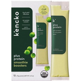 kencko ADD-ON Plus Protein Powder Smoothie Booster - ADD to Smoothies - 10g of Vegan Protein Powder Each - 12 Single Serve Pea Protein Packets - Organic Plant Protein