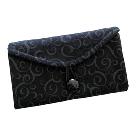 Travel Jewelry Organizer-Clear Pocket Travel Wallet-Jewelry Storage- Black Fabric Purse for Travel