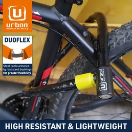 Urban Security UR5120 - Candado de cable articulado Duoflex de acero reforzado universal para bicicleta, motocicleta, scooter, 120 cm, unisex, adultos, negro/amarillo