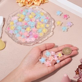 Magibeads 150Pcs Acrylic Star Kandi Bracelet Beads Pastel Star Shaped Pony Beads Frosted Cute Friendship Bracelet Making Phone Charm Kit for Crafts DIY Jewelry Making Supplies Assorted Color
