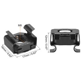 sourcing map Snap-in Cage Nuts, M8 x 1.25mm Carbon Steel Nut for Server Shelve Cabinet 5pcs