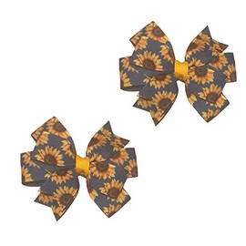 Denim Sunflowers Toddler Hair Bow Set