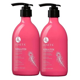 L LUSETA Luseta Keratin Shampoo and Conditioner for Color Treated Damaged & Dry Hair, Keratin Hair Treatment for Smoothing& Nourishing, Free of Sulfates, Paraben and Gluten 2 X 16.9Oz