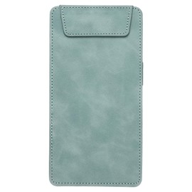 PATIKIL A5 PU Leather Clipboard, 4"x8" Business Magnetic Padfolio with Pen Holder Organizer Office Folder Writing Board, Cyan