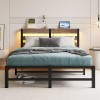 Full Size Metal Platform Bed Frame w/LED Headboard & USB