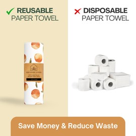 Reusable Paper Towels (12"x10”)-Soft Absorbent 100% Cloth Paper Towel-Washable Paper Towels Rolls w/Cardboard Roll- Reusable Napkins Washable-Dish Cloths (Oranges - 24 piece, 12x10inch)