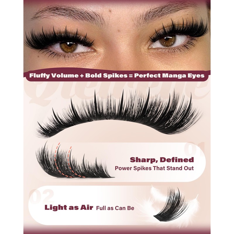 Manga Lash Clusters with Spikes Wispy Eyelash Clusters CD Curl