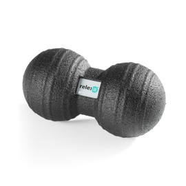 RELEXA Twinball 8 cm, ideal for massage for back pain and as a supplement to fitness training, comfortable material and recyclable, black