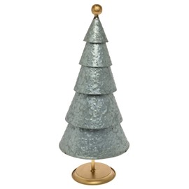 Boston International Christmas Winter Holiday Tabletop Tree Decoration, 20-Inches, Silver Metal with Gold Base
