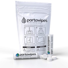Portawipes Coin Tissues | 100 Pack with 2 Carrying Cases | Toilet Paper Tablets | Compressed Towels | Expandable Wipes | Soft & Odor Free