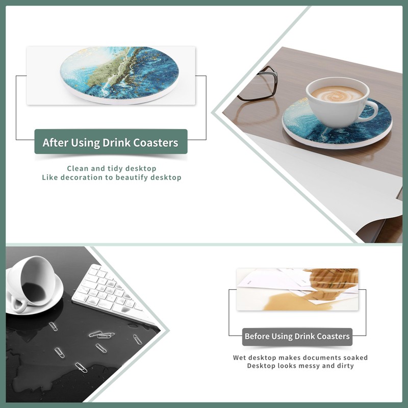 AmyFei Drink Coasters with Holder, Ceramic Drink Coaster Sets of