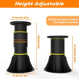 AJOFIEK 4-Pack Bed Support Legs, Adjustable Height Bed Frame Support Legs, Bed Legs Replacement for Bed Frame (8.3"- 13.4")