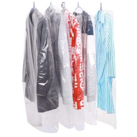 Bezall 10Pcs Plastic Clear Garment Bags, 23.6x47.2 Inches Dry Cleaning Laundrette Suit Clothes Dustproof Storage Bags Hanging Garment Cover for Closet Storage, Dry Cleaner, Travel