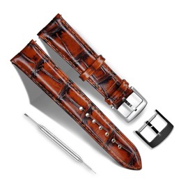 RBIPO Genuine Leather Watch Strap, Alligator Grain Quick Release Replacement Strap, for Men and Women, 14 mm, 16 mm, 18 mm, 20 mm, 22 mm, 14 mm, Leather