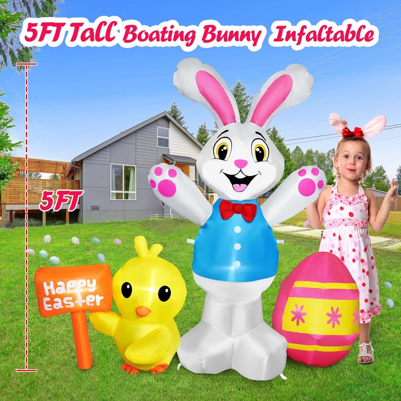 Raymall Easter Inflatables Outdoor Decorations, 5FT Tall Easter Blow Up