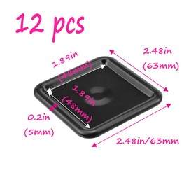 Semetall Black Furniture Sliders 1-7/8"(48mm) for Hardwood Floors,Furniture Floor Protectors,Square Carpet Bottom Furniture Caster Cups-12PCS