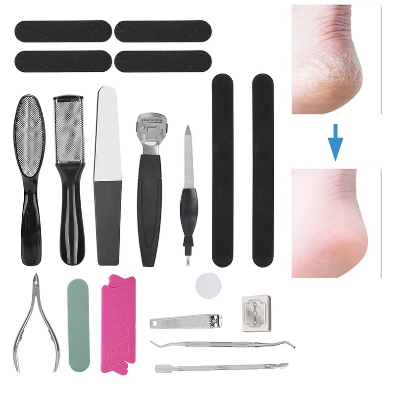 20pcs Pedicure Tool Set Calluses Removal Dead Skin File Foot