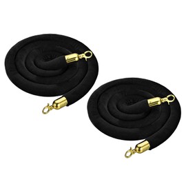 sourcing map Velvet Stanchion Rope 3.28 Ft/1 M, Barrier Rope Velvet Carpet Ropes with Snap Hooks for Posts Stands Queue Divider Crowd Control, Black Golden Pack of 2