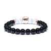 YGS Natural Stone Obsidian Moonstone Beads Bracelet Cool Gothic Animal