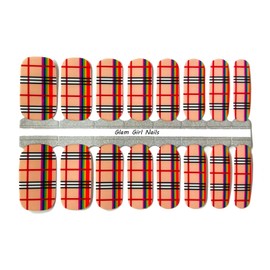 Glam Girl Nails Rainbow Plaid Nail Polish Strips / Nail Wraps / Nail Stickers