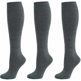 COSHAL® 3 Pairs girls Knee High School Socks Cotton Rich Socks, Back to School Socks Uniform Party Wear Comfort Fit Long Socks Stocking Girls Knee High Kids School Socks Grey Size 9-12