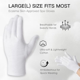 Juego de 12 pares de guantes y calcetines hidratantes de algodón (1 bolsa de lavado incluida), loción para manos secas, tratamiento de spa, tratamient