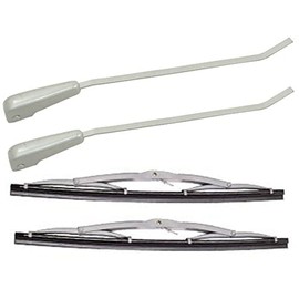 EMPI WIPER ARM & BLADE PACKAGE, SILVER ARMS, TYPE 1 VW BUG BEETLE, 1958-64, KT-1074, 4 PC SET