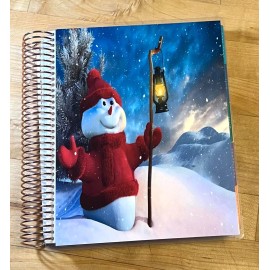 Handmade Lamp Post Snowman Christmas Front/Back Cover Set 4 use w Erin Condren Planner-
