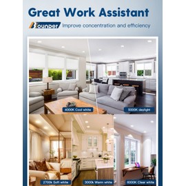 BBOUNDER 1 Pack 5/6 Inch LED Retrofit Recessed Lighting, Selectable 5CCT, Baffle Trim Can Lights, Dimmable, 12.5W=100W, 950 LM, 2700K/3000K/4000K/5000K/6000K Adjustable, Dimmable Recessed Lighting