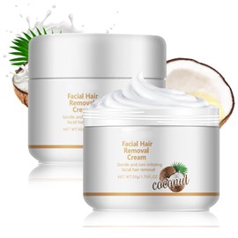 Crema Depilatoria Facial, Crema Depilatoria Facial De Coco Para Labio Superior Y Mentón Para Mujeres, Depiladora Facial Para Mujer Para Piel Sensible, Suave Y No Irritante (2P