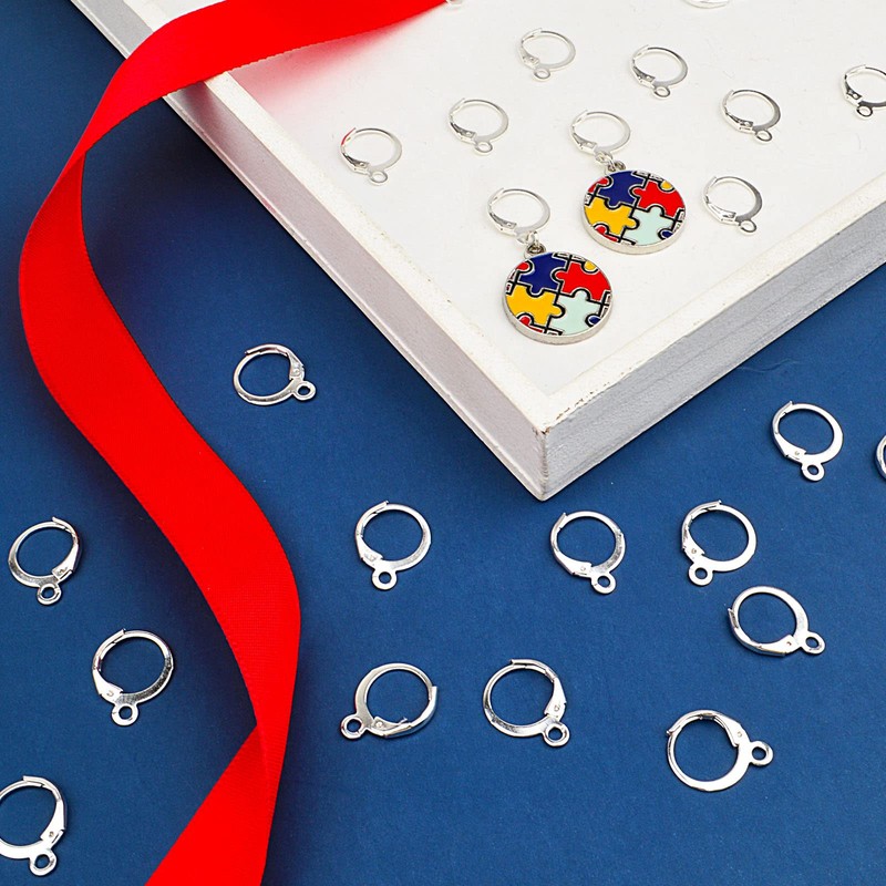 Earrings with Jump Hook,100 Pieces Round Leverback Earring Hooks Earwires