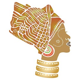 African Headdress Stencil, 6.5 x 8 inch - Traditional African Headwrap Scarf (2pc)