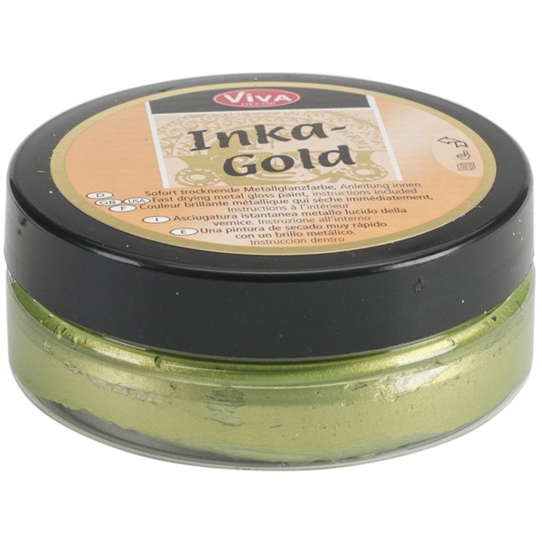 Viva Decor VVIG-90636 50gm Inka Gold Metal Gloss Paint, Green Yellow