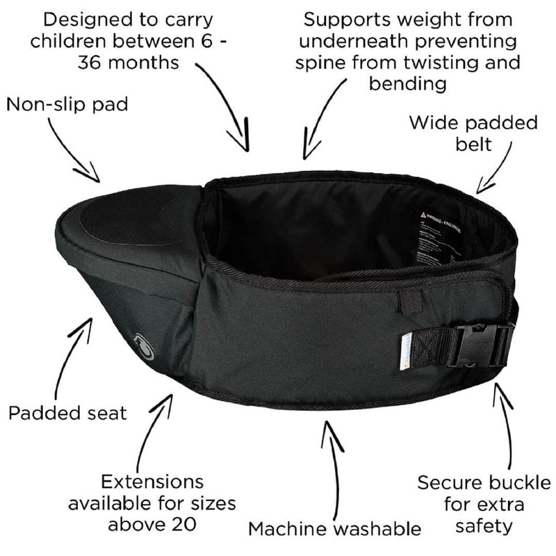 Hippychick Hipseat Baby Carrier, Lightweight Back-Saving Support Waist Stool, Adjustable